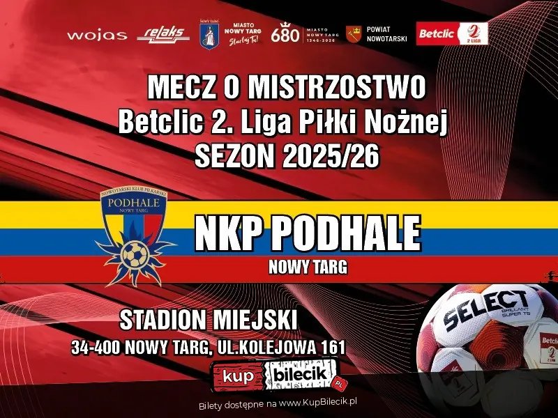 1. kolejka Betclic 2 liga. NKP Podhale Nowy Targ - Śląsk II Wrocław