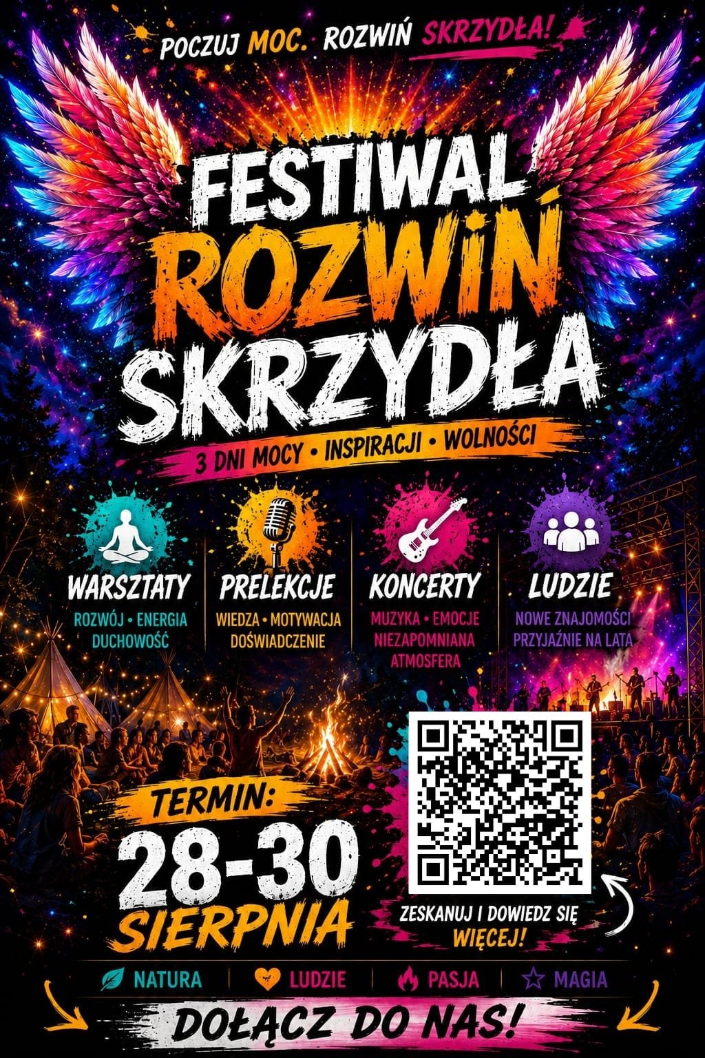 FESTIWAL Rozwiń Skrzydła zdrowia rozwoju osobistego i rękodzieła pole namiotowe